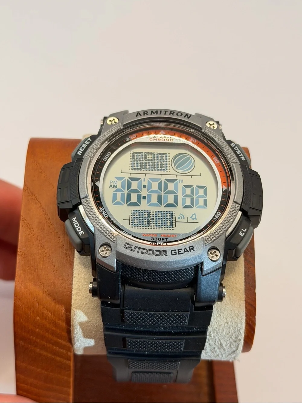 Armitron Pro Sport Digital Watch Mens 54mm Black Alarm Chronograph New Battery